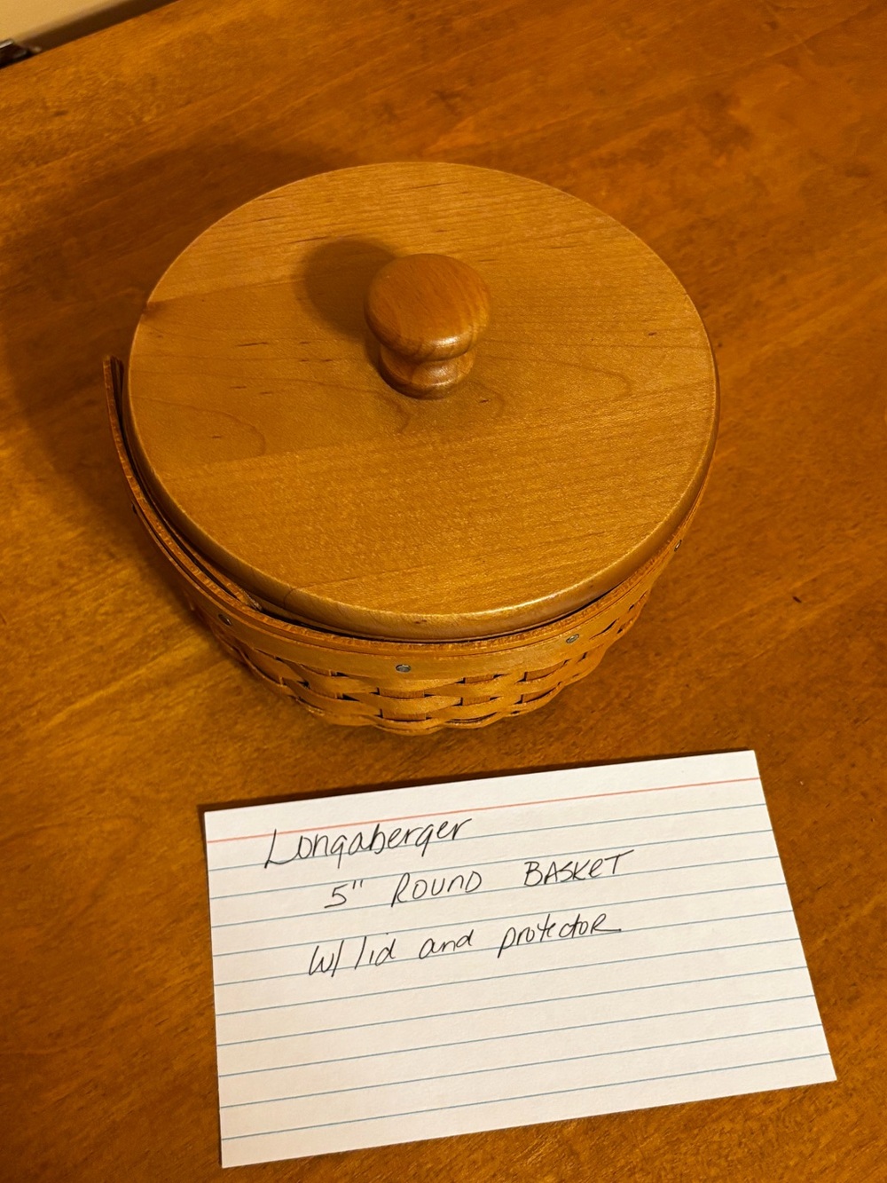 Longaberger Round Wood Basket with Lid